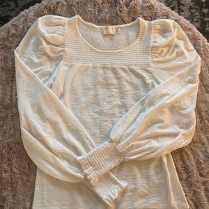 Nation LTD. Women’s Small, long sleeve top with smock design around collar.